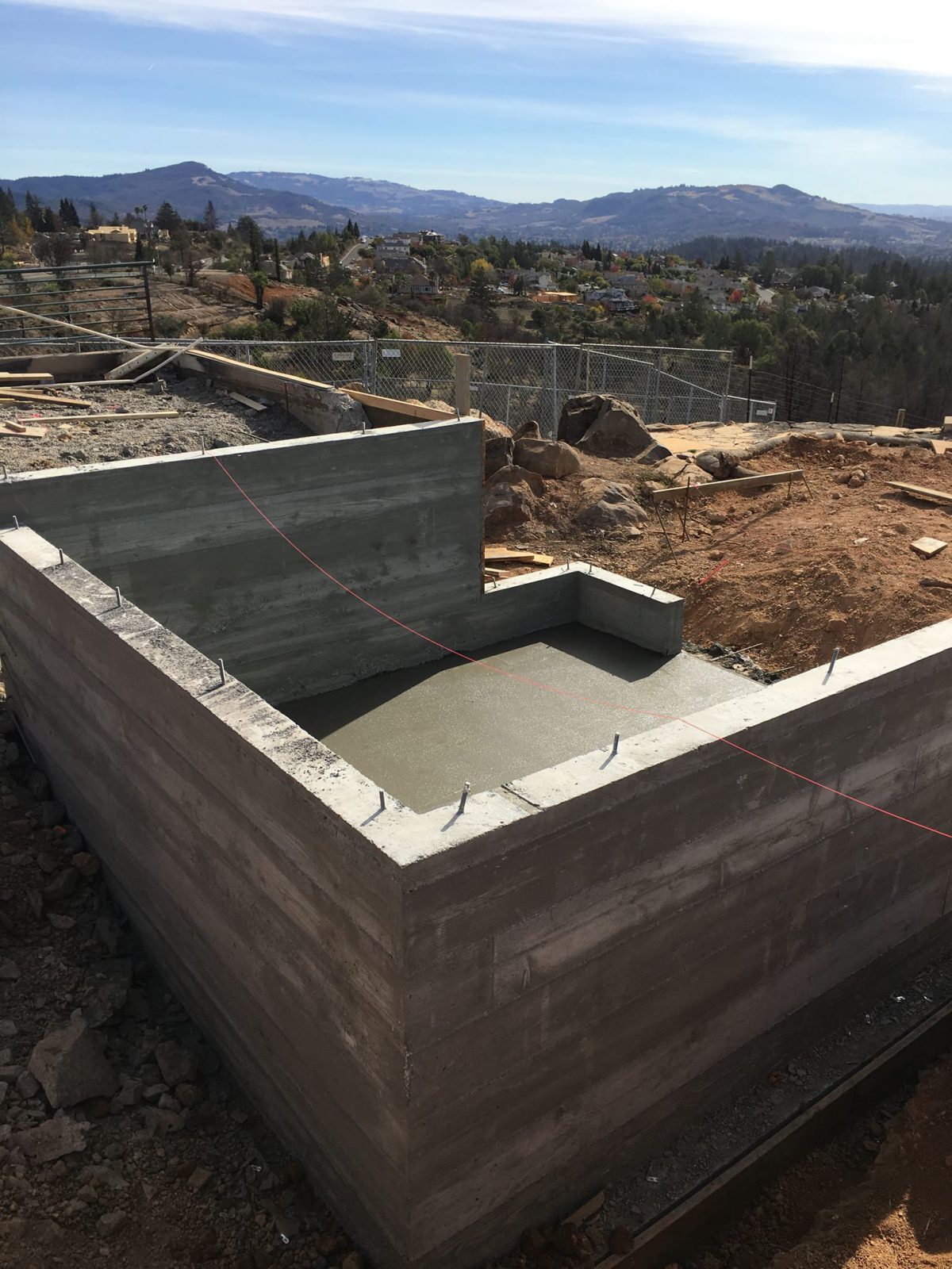 section of freshly poured concrete drying